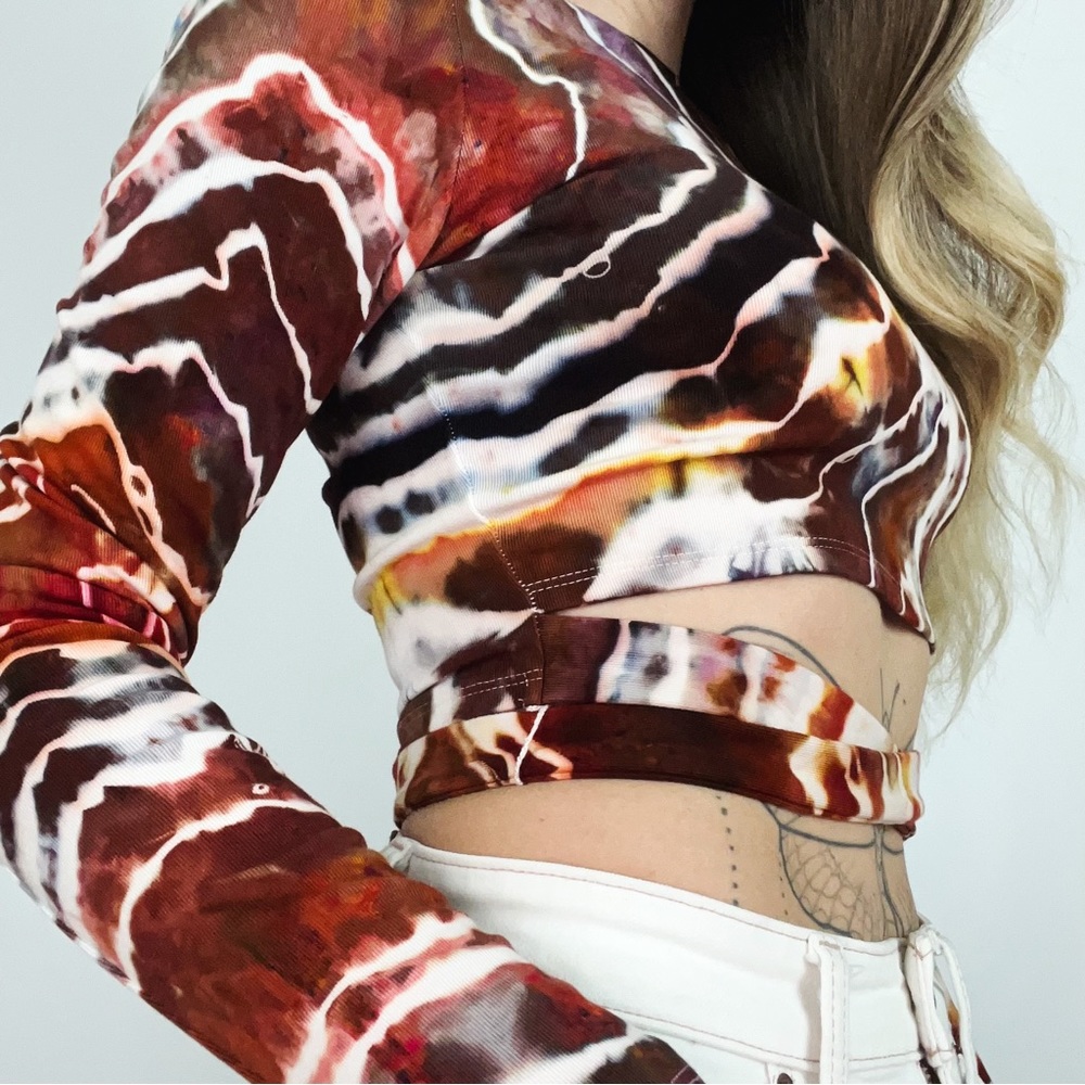 NEW Hand-Dyed Geode Tie-Detail Crop Top | Size S - Picture 2 of 11